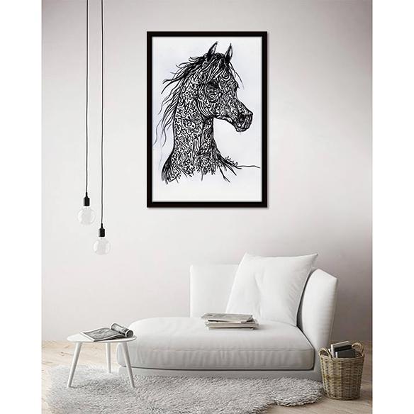 Calligraphy Horse on living room wall