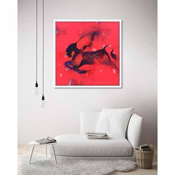 Flying Bull on living room wall