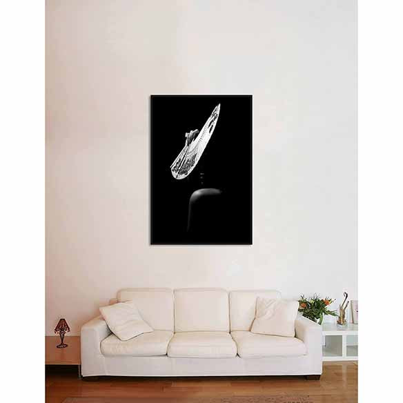 Fan Portrait Black & White on living room wall
