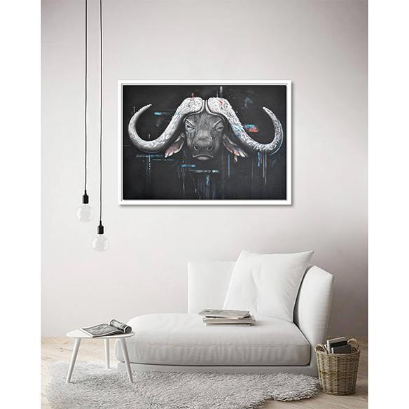 Bull on living room wall