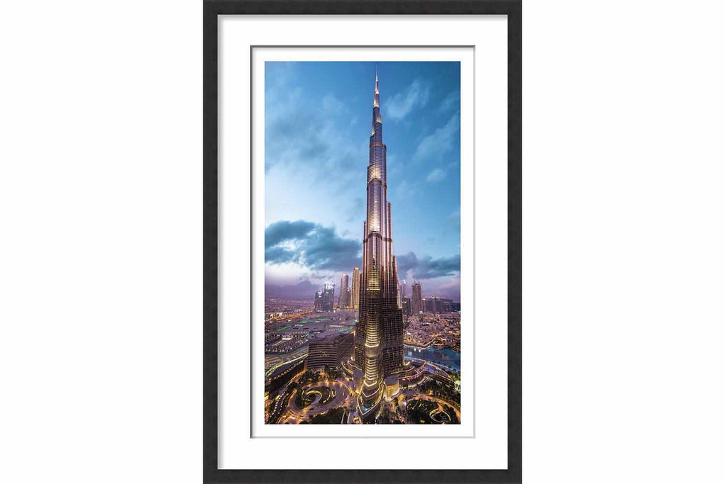 Framed Paper Burj Khalifa Blue Sky