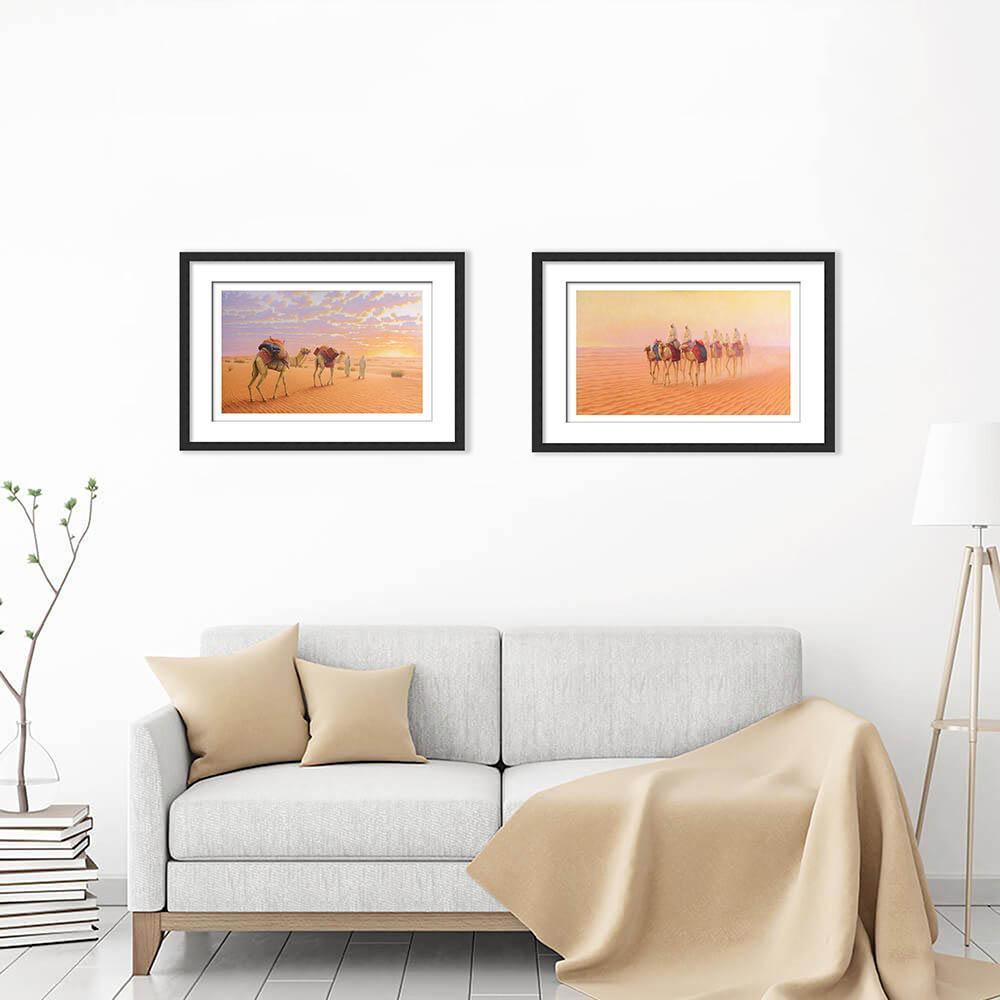 Gulf Desert Sunset and In the Gulf Desert on living room wall