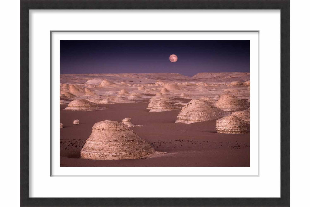Framed Paper Moon on White Desert – Egypt
