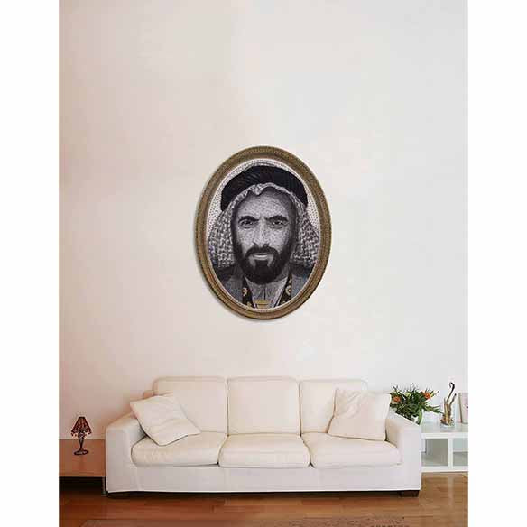 Sheikh Zayed Bin Sultan Al Nahyan 2 on living room wall