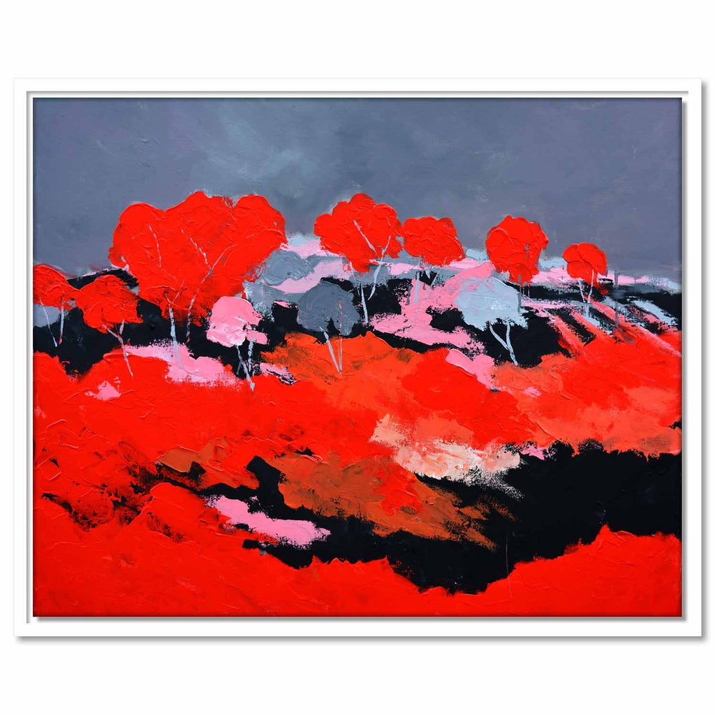 Framed Canvas Red Landscape