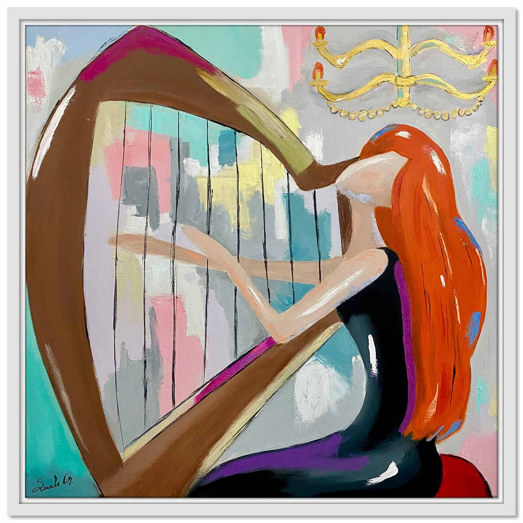 Framed Canvas The Harpist