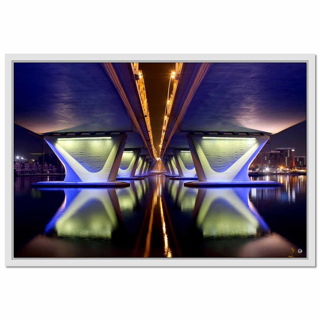 Canvas Framed Garhoud Bridge at Night
