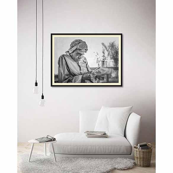 Man with Newspaper on living room wall