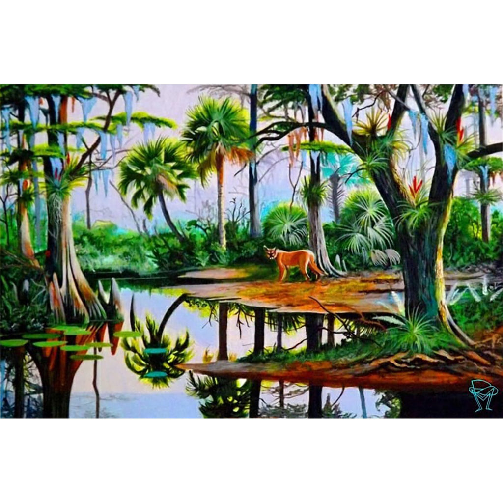 A cougar on a swamp forest