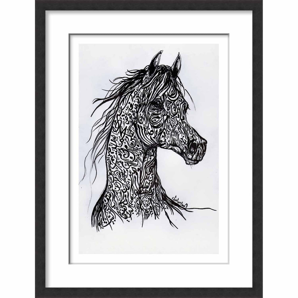 Framed Calligraphy Horse