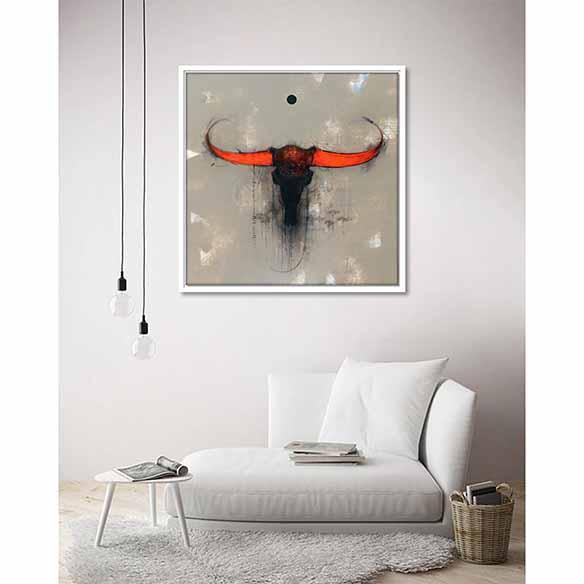 Bull Head on living room wall