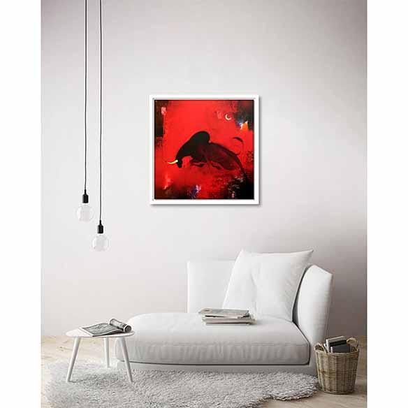 Bull Red II on living room wall