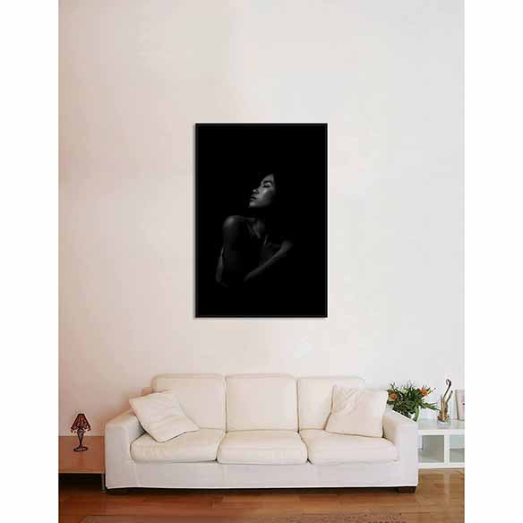 Black & White Portrait on living room wall