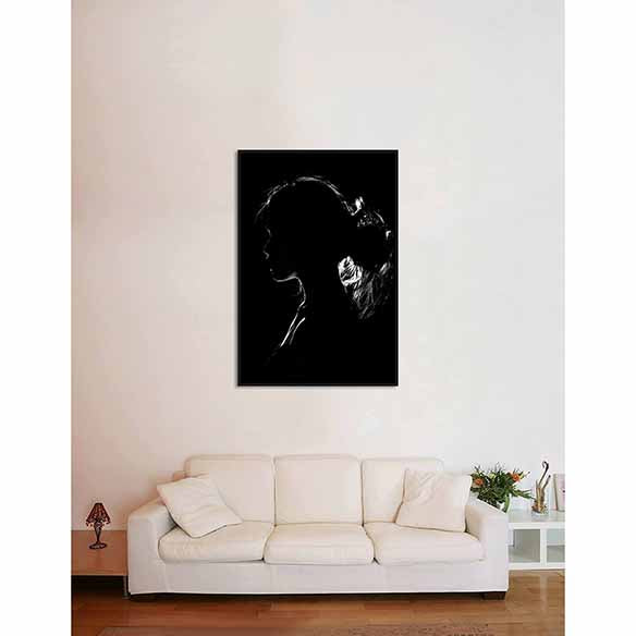 Portrait Profile Black & White on living room wall