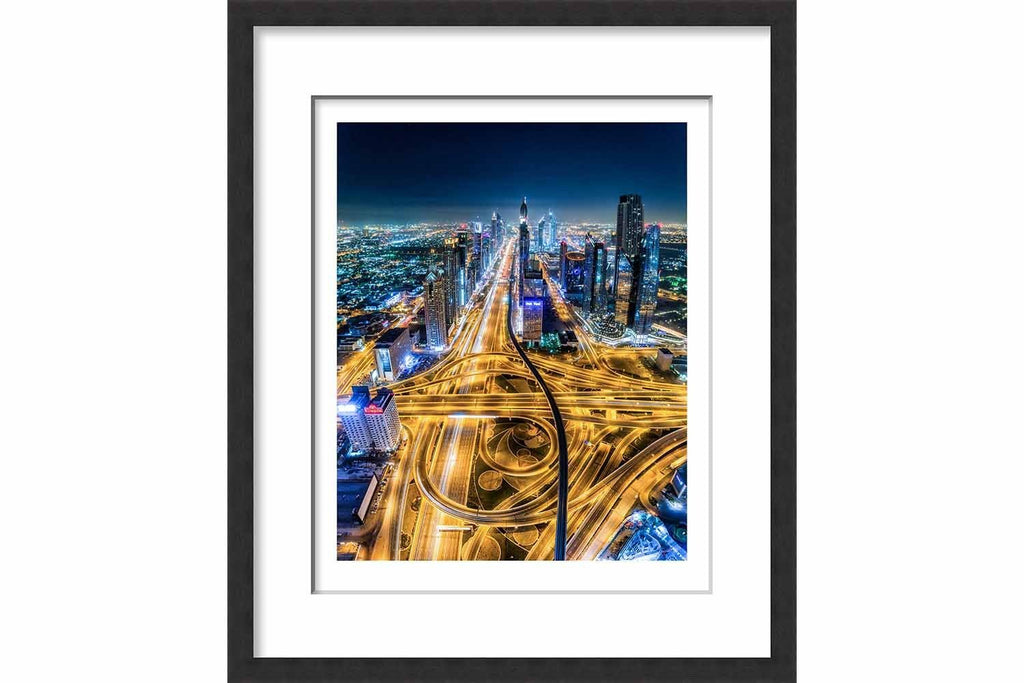 Framed Paper Dubai Interchange 1 (Night Time)