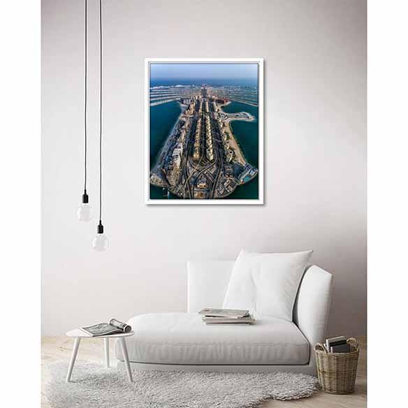 The Palm Jumeirah on living room wall