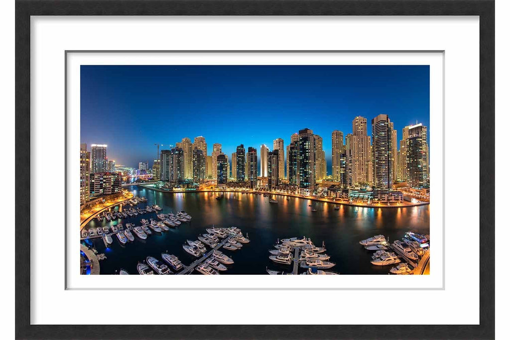 Framed A New Night in Dubai Marina
