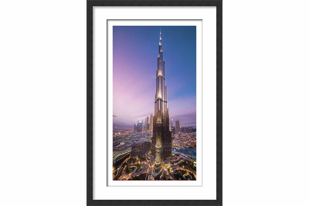 Framed Paper Burj Khalifa Blue-Magenta