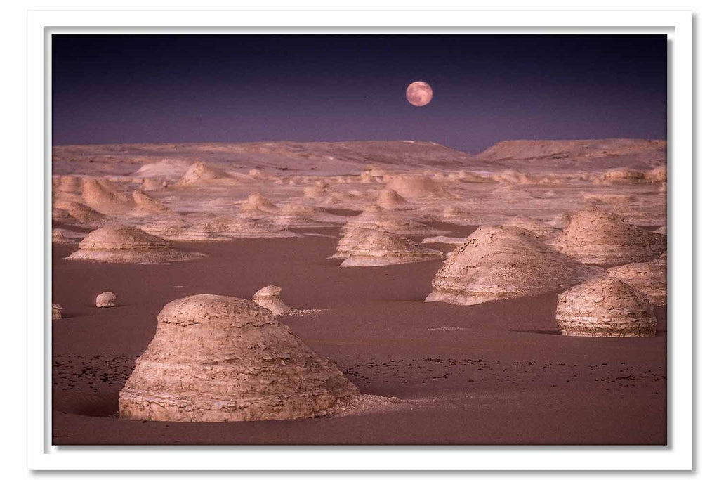 Framed Canvas Moon on White Desert – Egypt