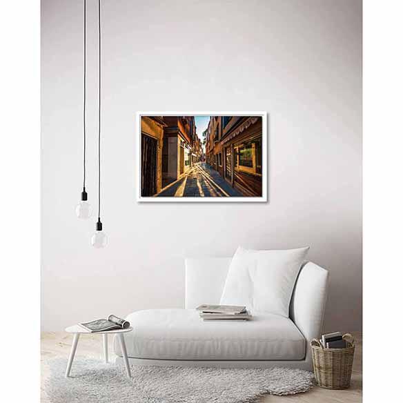 Street of Venice on living room wall