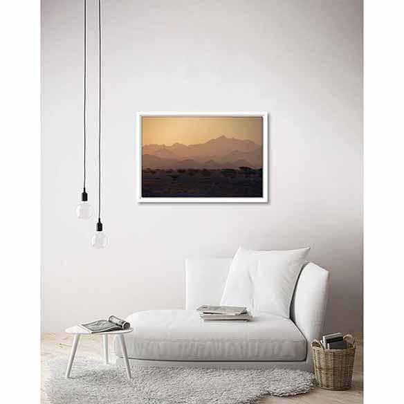 Dawn over the Mountains on living room wall