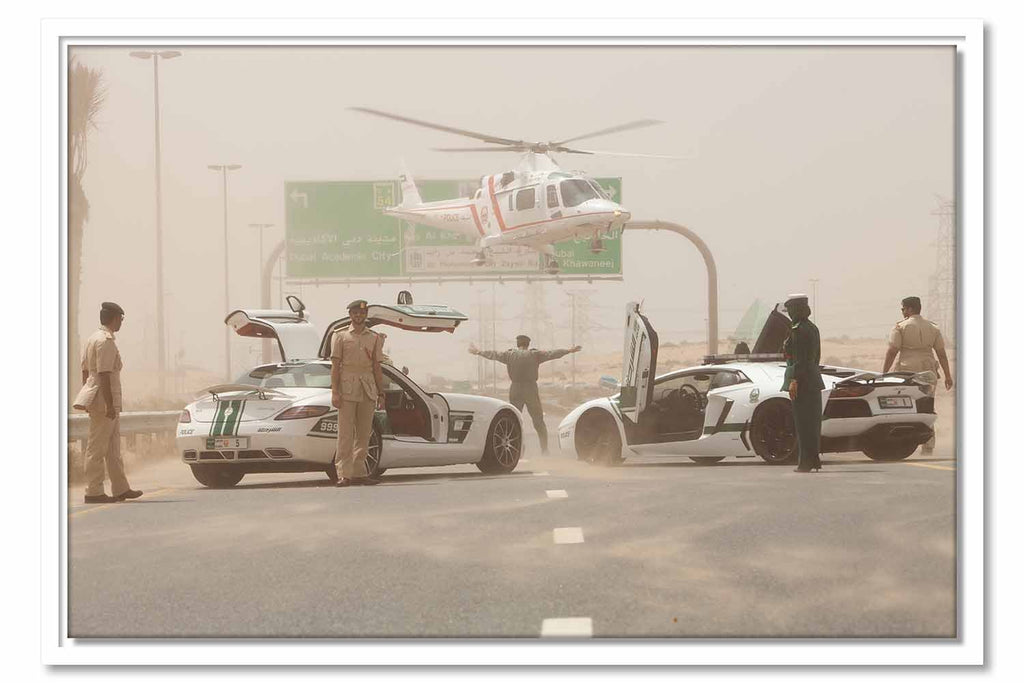 Framed Canvas Dubai Police Blockade