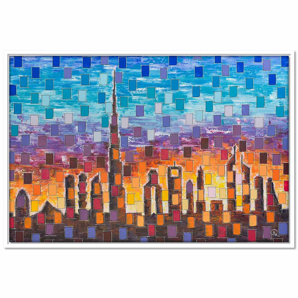 Framed Canvas Dubai Skyline (pixels)