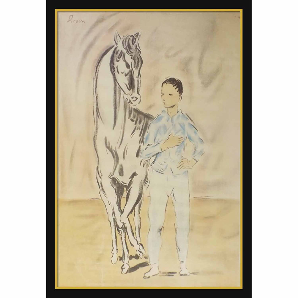 Framed Horse with Youth in Blue