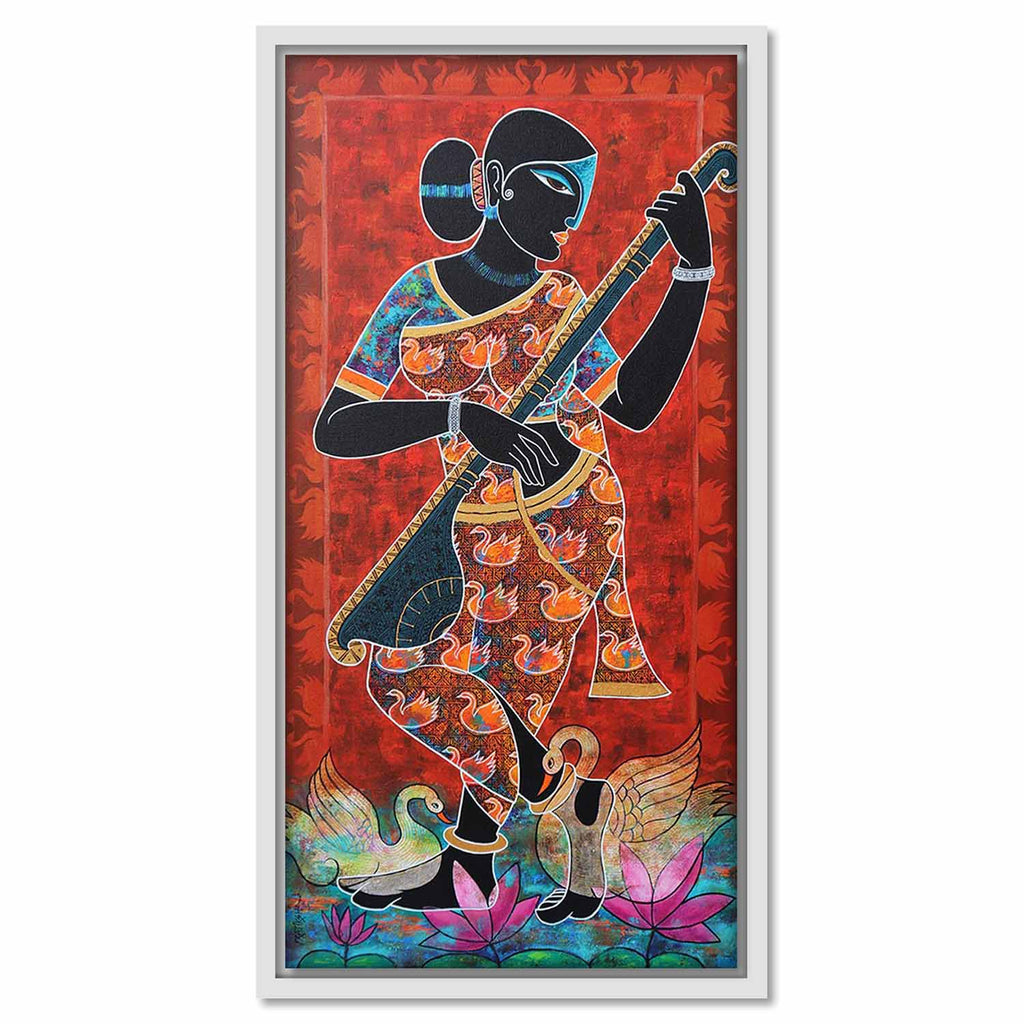 Framed Canvas Saraswati