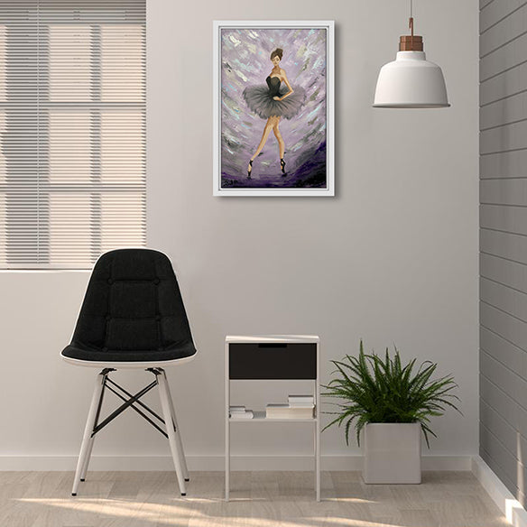 Framed Canvas Lavender Odile on living room wall