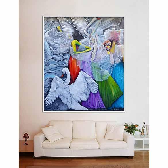Wings of Swans on living room wall