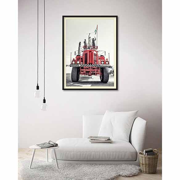 Red Truck on living room wall
